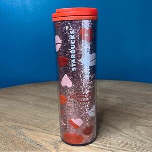 Starbucks Glitter Lips Kisses Travel Tumbler Valentine’s Day 2021 Red Pink